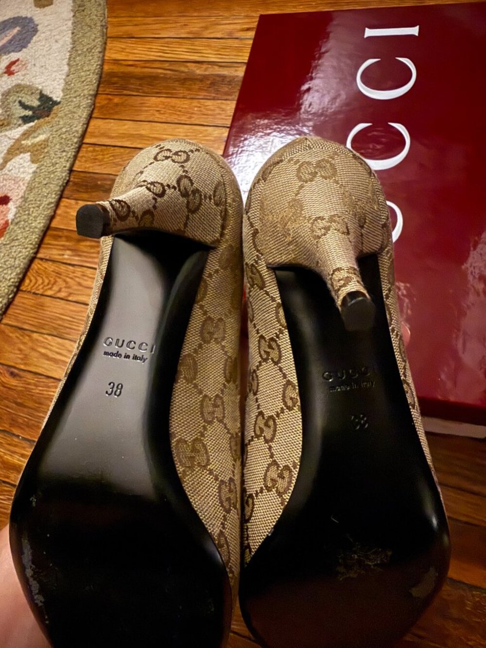 Gucci Erin 85MM Horsebit GG Canvas Pumps - Picture 8 of 14